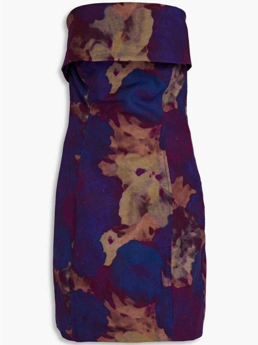 Strapless Floral-Print Mini Dress